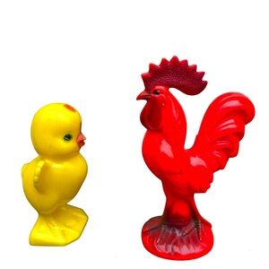 Vintage Plastic Knickerbocker Chick & Rooster Rattles